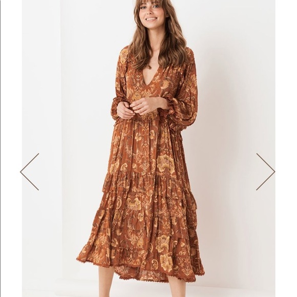 Spell Aurora boho maxi dress burnt ember L - Picture 4 of 8